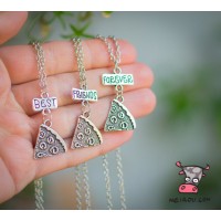 Кулон для троих друзей "Best Friends Forever. Пицца. Цена за набор